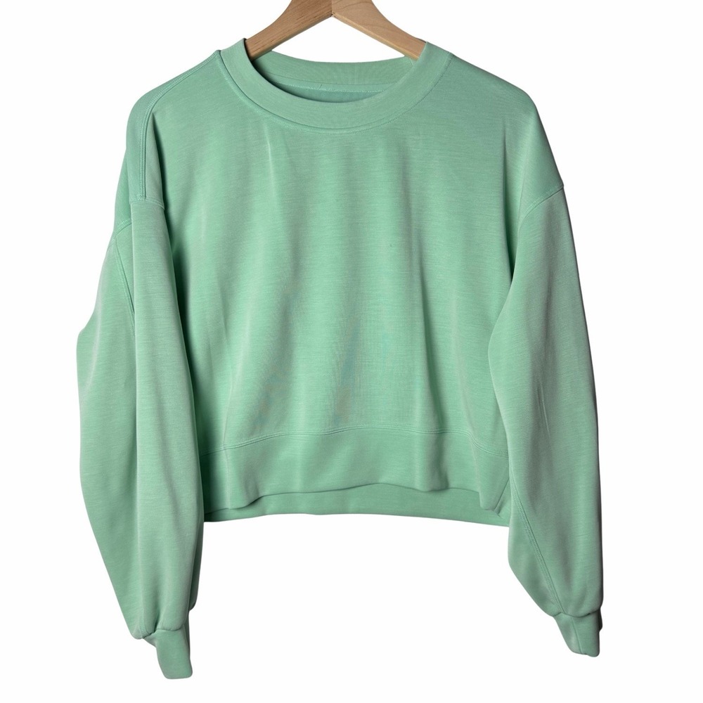Lululemon Softstreme Oversized Cropped Crew Wild Mint Size 6 Cozy Clean Girl